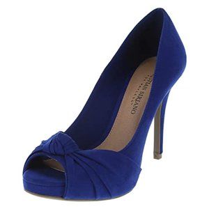 Christian Siriano for Payless Women's Knotted Peep-Toe Blue Platform Pump